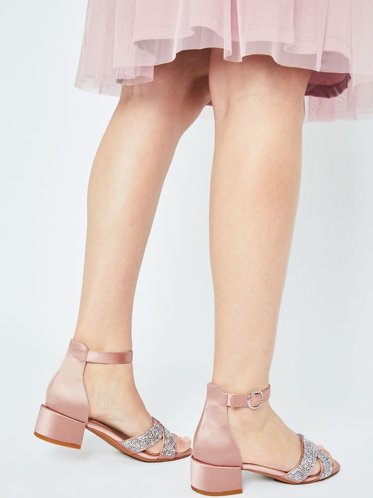 Lipsy Nude Low Block Heel Occasion Sandals - Image 2 of 4
