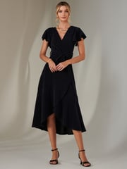 Jolie Moi Blue Marlie Metallic Angel Sleeve Maxi Dress - Image 5 of 6