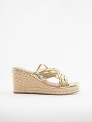 Gold Regular/Wide Fit Forever Comfort® Weave Mule Wedges - Image 2 of 6