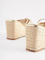 Gold Regular/Wide Fit Forever Comfort® Weave Mule Wedges - Image 5 of 6