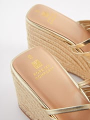 Gold Regular/Wide Fit Forever Comfort® Weave Mule Wedges - Image 6 of 6