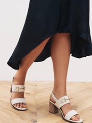 Bone White Forever Comfort® Leather Snaffle Block Sandals - Image 1 of 6