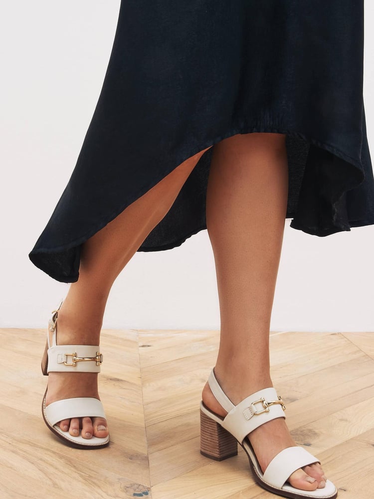 Bone White Forever Comfort® Leather Snaffle Block Sandals - Image 1 of 6