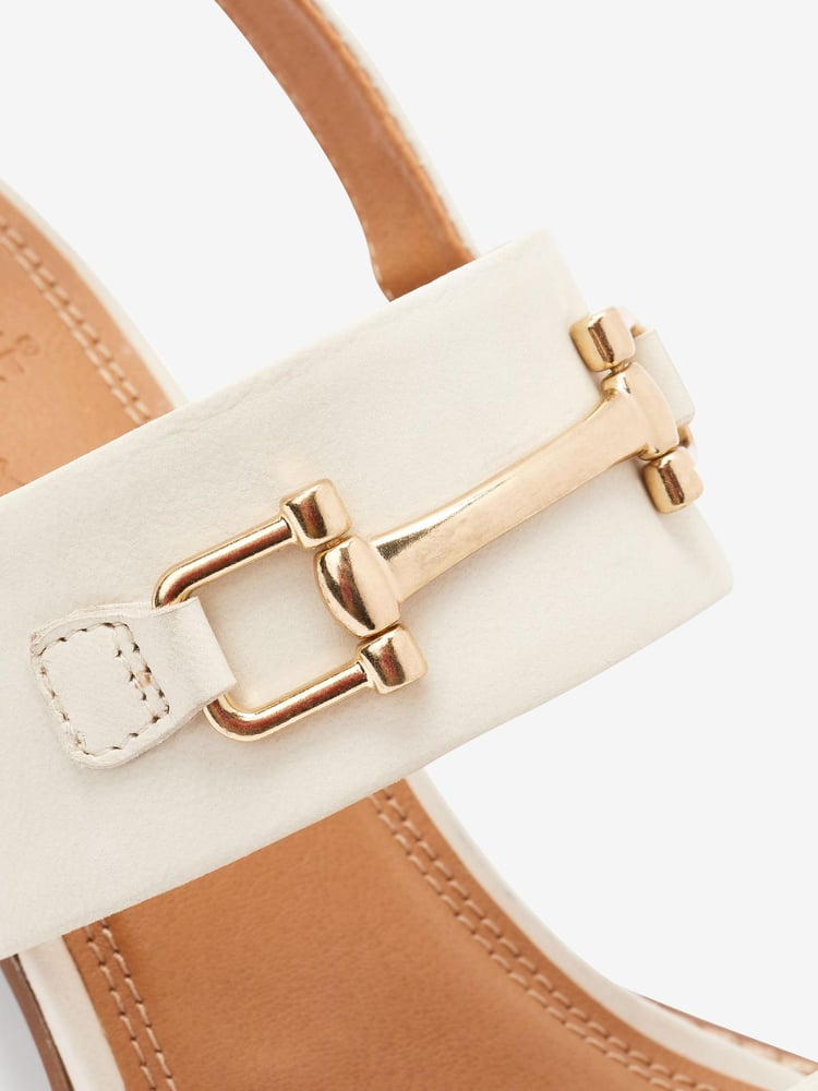 Bone White Forever Comfort® Leather Snaffle Block Sandals - Image 6 of 6