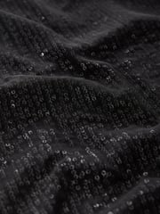 Black Mesh Sequin Midi Skirt - Image 7 of 7