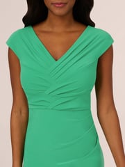 Adrianna Papell Green Pleated Layered Short Dress - Image 4 of 7