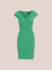 Adrianna Papell Green Pleated Layered Short Dress - Image 6 of 7