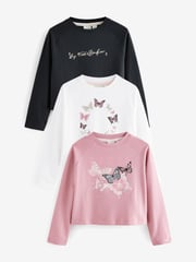Baker by Ted Baker Multi Printed Long Sleeve 100% Cotton T-Shirts 3 Pack - Image 1 of 10