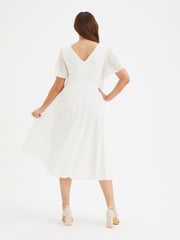 Scarlett & Jo White Victoria Angel Sleeve Mesh Midi long Dress - Image 4 of 4