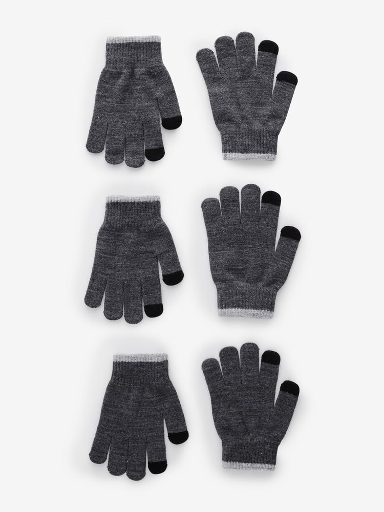 Charcoal Grey Magic Gloves 3 Pack (3-16yrs) - Image 1 of 2