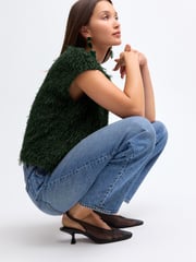 Green Short Sleeve Fluffy Top - Image 3 of 5