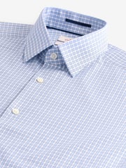 Blue Check Slim Fit Premium Two-Fold Cotton Shirt - Image 6 of 7