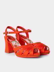 Joe Browns Orange Strappy Peep Toe Block Heeled Sandals - Image 3 of 4
