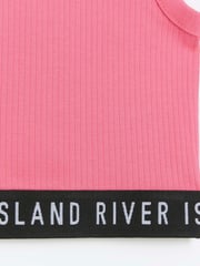 River Island Pink Girls Waistband Rib 100% Cotton Tanks 2 Pack - Image 3 of 4