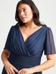 Scarlett & Jo Blue Light Victoria Angel Sleeve Mesh Midi long Dress - Image 2 of 4