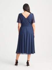 Scarlett & Jo Blue Light Victoria Angel Sleeve Mesh Midi long Dress - Image 4 of 4
