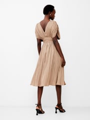 French Connection Brown Pleated Althea V-Neck Dress - Image 2 of 4