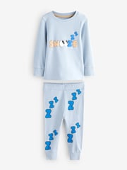 Blue/Stone 3 Pack Snuggle Pyjamas (9mths-8yrs) - Image 6 of 10