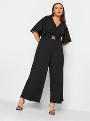 Yours Curve Black Buckle Detail Jumpsuit - Image 1 of 6