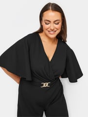 Yours Curve Black Buckle Detail Jumpsuit - Image 4 of 6