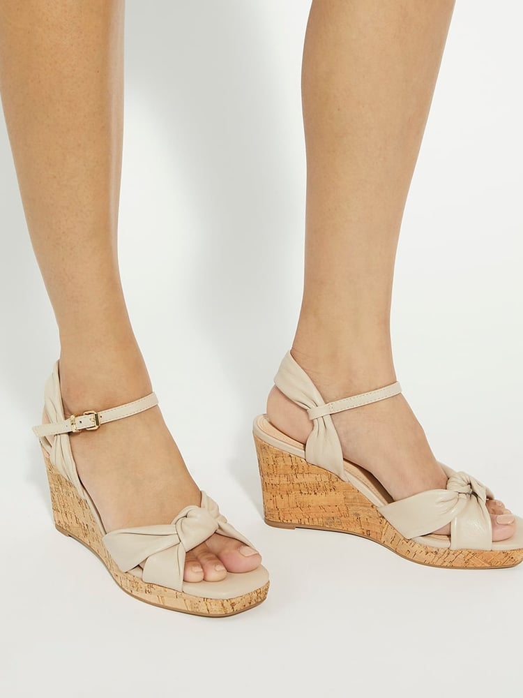 Dune London Cream Kaino Knotted Wedges - Image 1 of 6