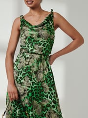 Jolie Moi Green Spaghetti Strap Frill Hem Midi Dress - Image 3 of 6