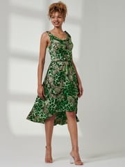 Jolie Moi Green Spaghetti Strap Frill Hem Midi Dress - Image 6 of 6