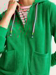 Boden Green Zip Through Towelling Hoodie - Image 2 of 5