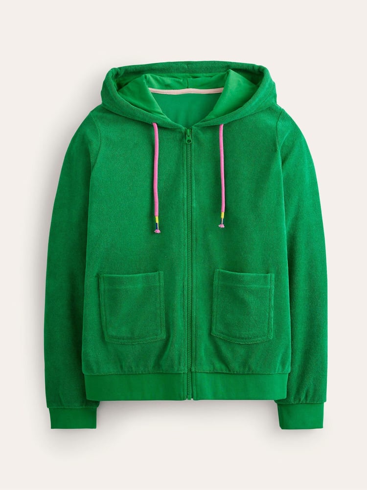 Boden Green Zip Through Towelling Hoodie - Image 5 of 5