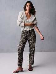 Grey Sparkle Bow Button Cable Knitted Cardigan - Image 2 of 6