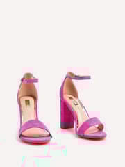 Linzi Pink Nelly Faux Suede Barely There Block Heeled Sandals - Image 3 of 5