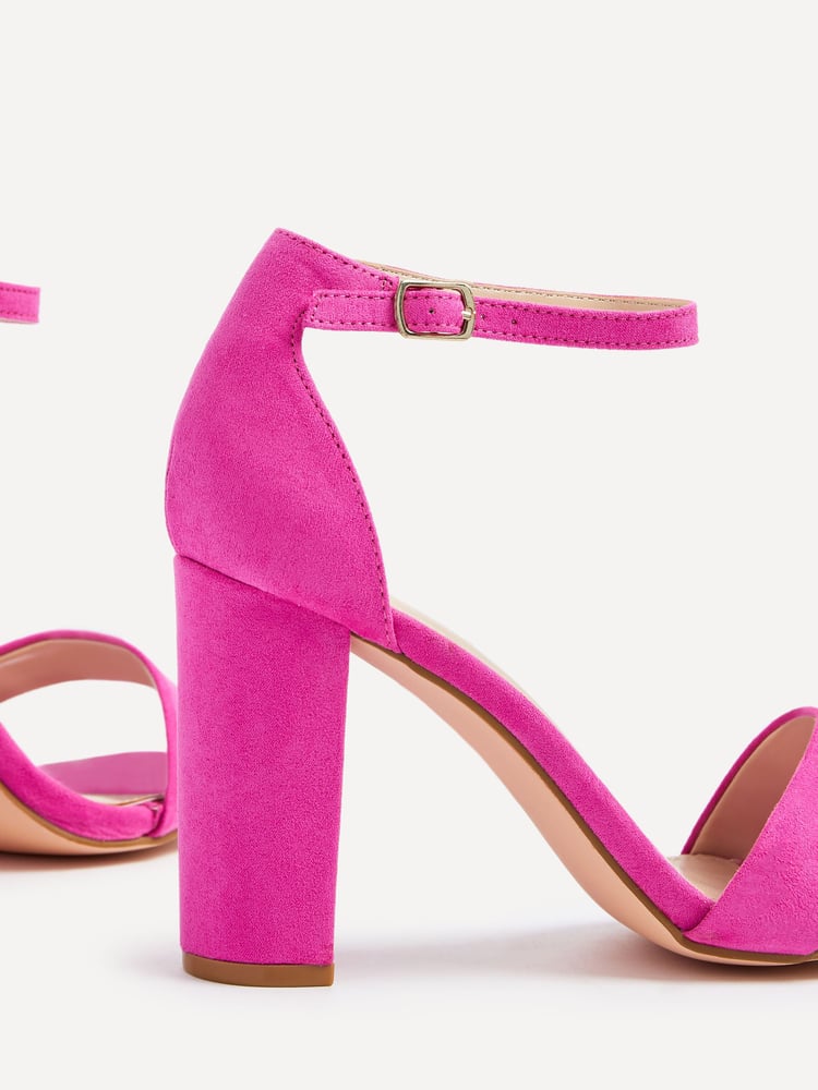 Linzi Pink Nelly Faux Suede Barely There Block Heeled Sandals - Image 5 of 5