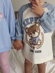 Blue/ Purple/ White Sleepy Bear Leggings Pyjamas 3 Pack (9mths-8yrs) - Image 4 of 9