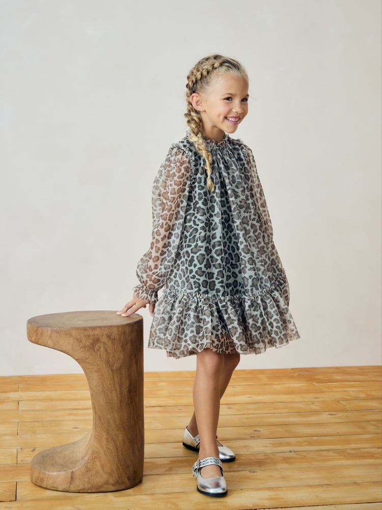 Animal Mesh Long Sleeve Dress (3-16yrs) - Image 2 of 4