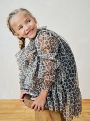 Animal Mesh Long Sleeve Dress (3-16yrs) - Image 3 of 4