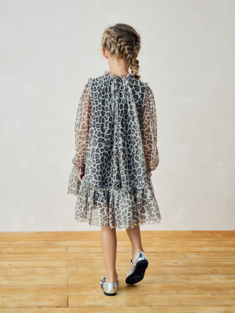 Animal Mesh Long Sleeve Dress (3-16yrs) - Image 4 of 4