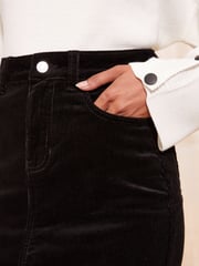 Friends Like These Black Corduroy Split Front Denim Midi Skirt - Image 3 of 4