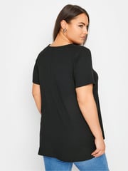 Yours Curve Black Button Front Ribbed Tunics - Image 3 of 5