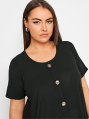 Yours Curve Black Button Front Ribbed Tunics - Image 4 of 5