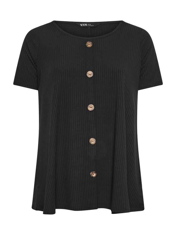 Yours Curve Black Button Front Ribbed Tunics - Image 5 of 5