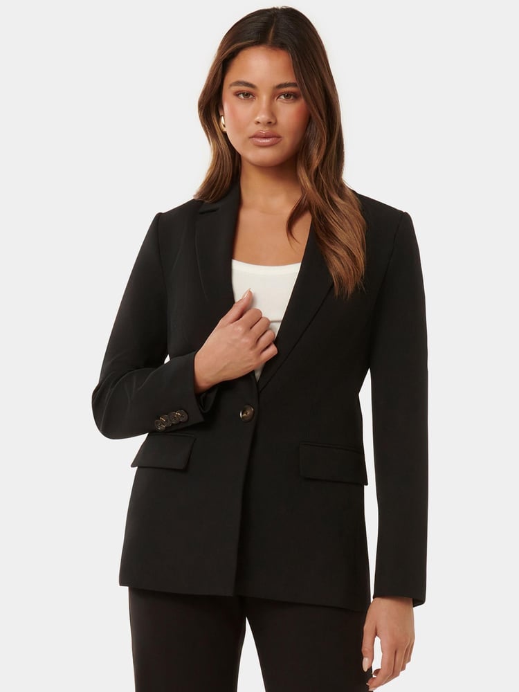 Forever New Black Mikayla Single-Breasted Blazer - Image 1 of 5