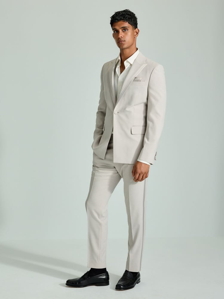 Neutral Skinny Fit Tuxedo Suit Trousers - Image 2 of 8