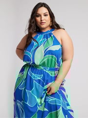 Yours Curve Blue London Abstract Print Maxi Dress - Image 2 of 5