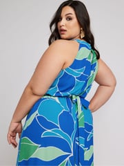 Yours Curve Blue London Abstract Print Maxi Dress - Image 4 of 5