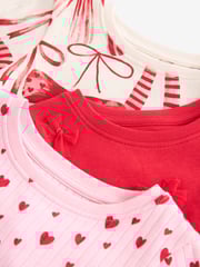 Red Bow/ Heart Long Sleeve Snuggle Pyjamas 3 Pack (9mths-16yrs) - Image 6 of 17