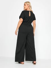 Yours Curve Black 100% Cotton Drawcord Jumpsuit - Image 3 of 5