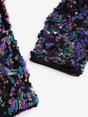 Blue Sequin Lace Long Sleeve Top - Image 9 of 9