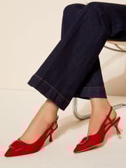 Friends Like These Red Square Buckle Pointed Toe Slingback Court Shoe - Image 1 of 4