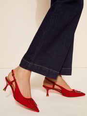 Friends Like These Red Square Buckle Pointed Toe Slingback Court Shoe - Image 2 of 4