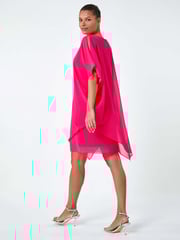 Roman Pink Embellished Cold Shoulder Overlay Dress - Image 3 of 5